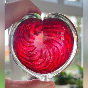 Source Unknown Vibrant Red Glass Heart Art